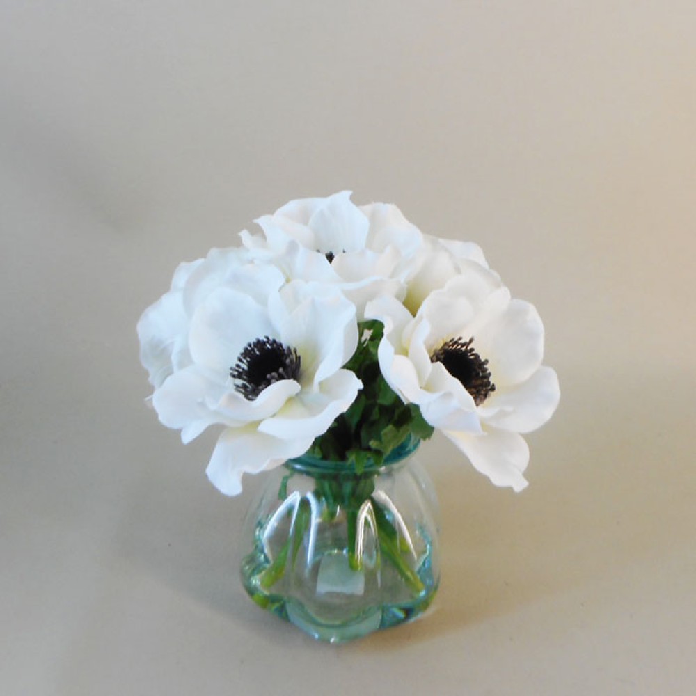 WHite Anemones Vase Artificial Flower Arrangements